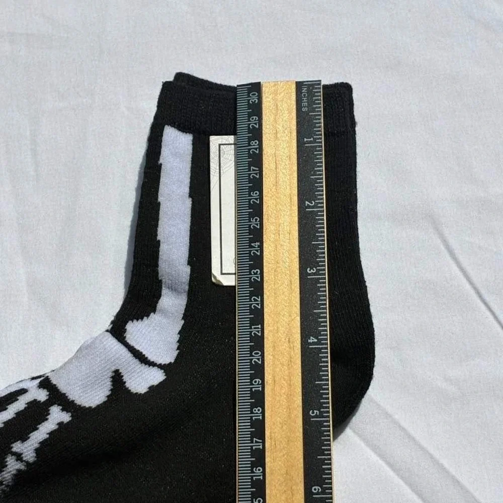 Halloween Skeleton Socks Set 2 Pair Black White Novelty Crew Ankle Size 9-11 NEW